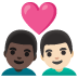 👨🏿‍❤️‍👨🏻 couple with heart: man, man, dark skin tone, light skin tone display on Google